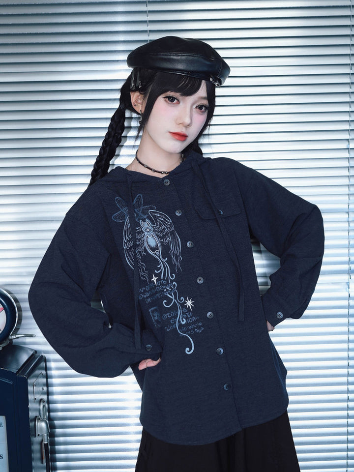 Sea Angel Graphic Hooded Shirt