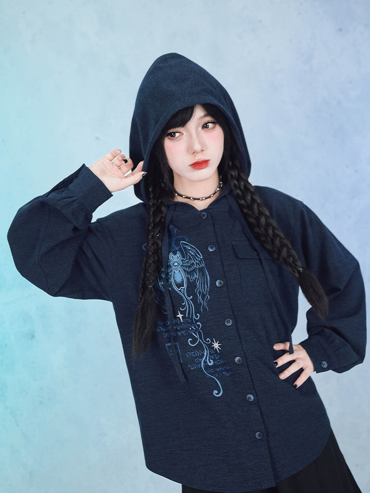 Sea Angel Graphic Hooded Shirt