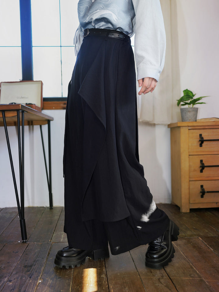 Convertible Asymmetric Overlay Wide-Leg Pants