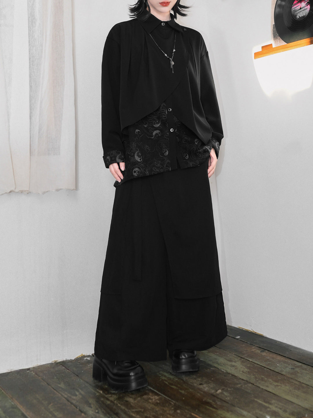 Convertible Asymmetric Overlay Wide-Leg Pants