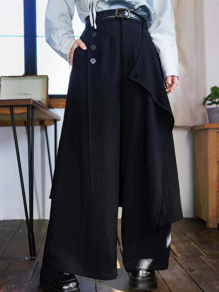 Convertible Asymmetric Overlay Wide-Leg Pants