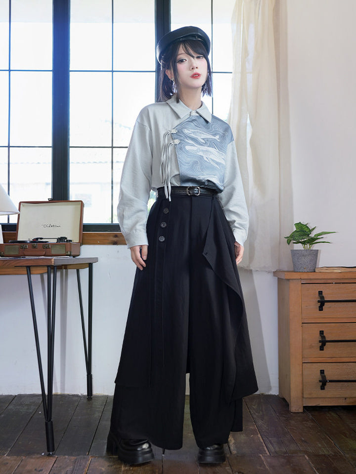 Convertible Asymmetric Overlay Wide-Leg Pants