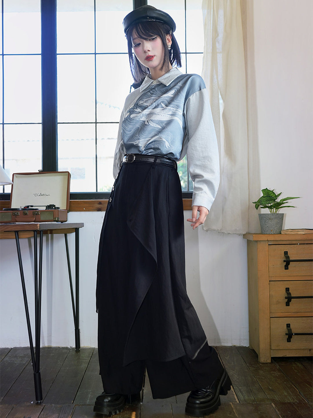 Convertible Asymmetric Overlay Wide-Leg Pants