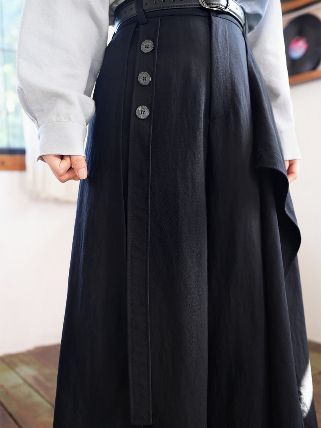 Convertible Asymmetric Overlay Wide-Leg Pants