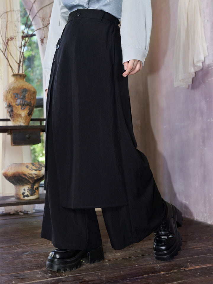 Convertible Asymmetric Overlay Wide-Leg Pants