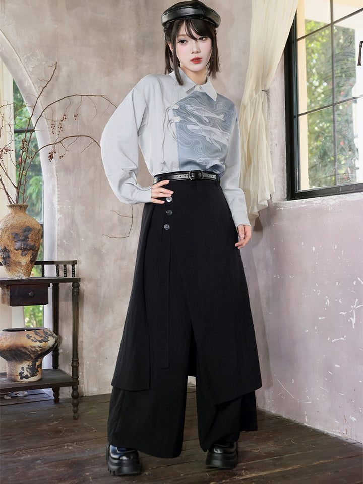 Convertible Asymmetric Overlay Wide-Leg Pants