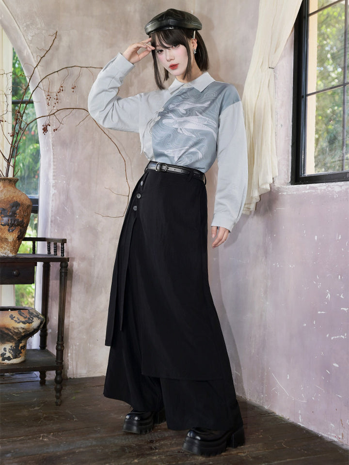 Convertible Asymmetric Overlay Wide-Leg Pants