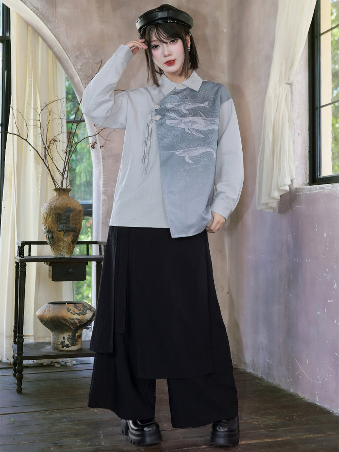 Convertible Asymmetric Overlay Wide-Leg Pants