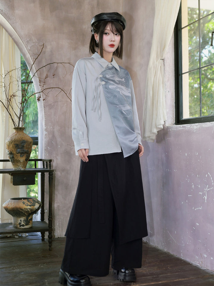 Convertible Asymmetric Overlay Wide-Leg Pants