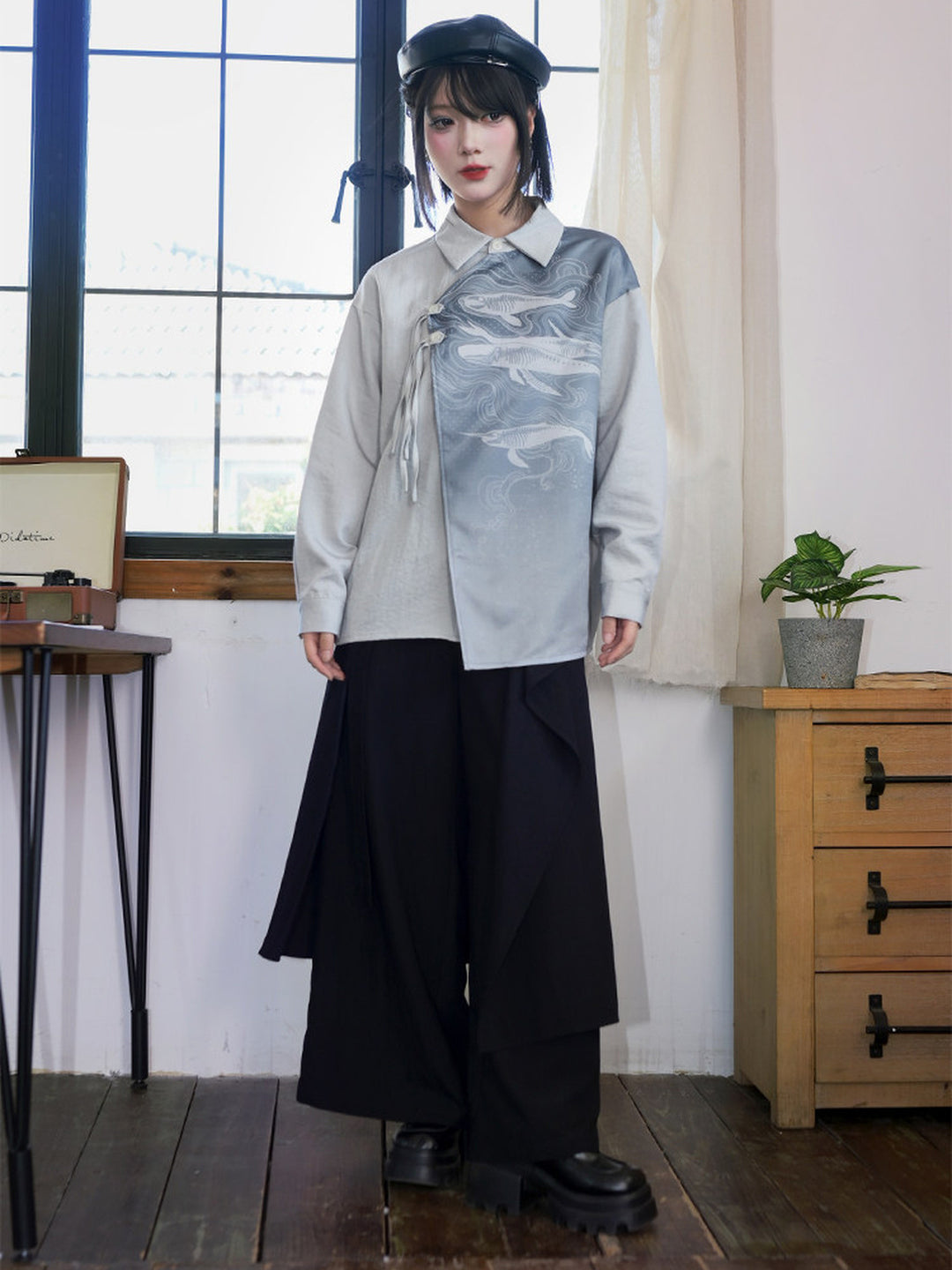 Convertible Asymmetric Overlay Wide-Leg Pants