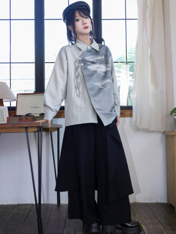 Convertible Asymmetric Overlay Wide-Leg Pants