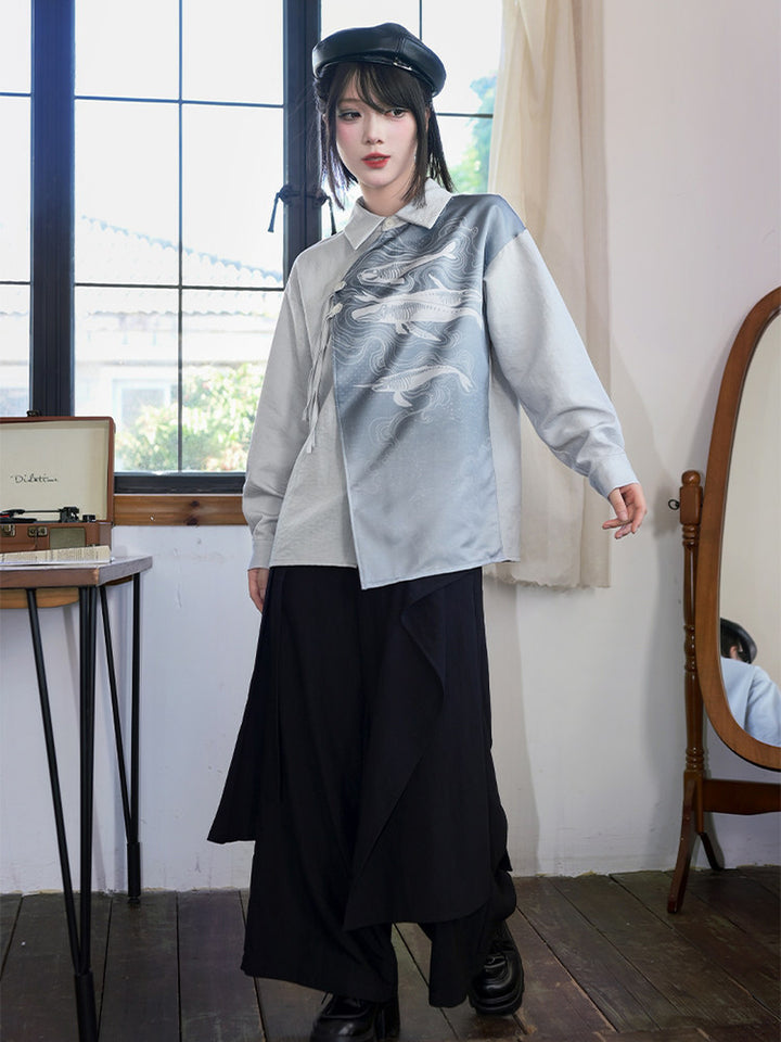 Convertible Asymmetric Overlay Wide-Leg Pants