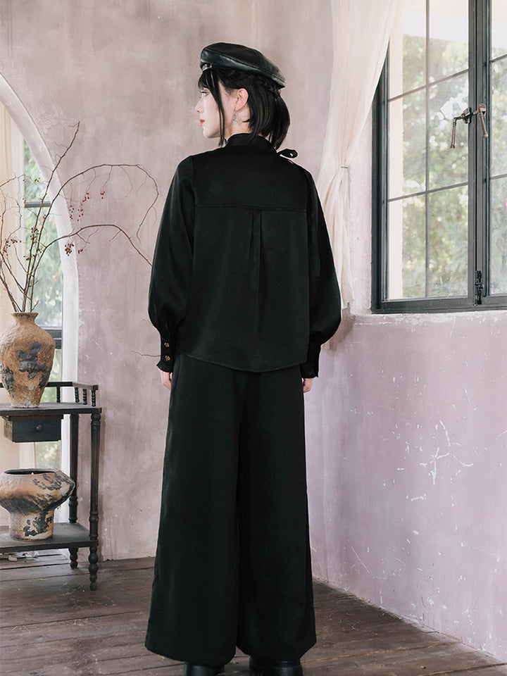 Chinese-Inspired Datura Embroidered Shirt