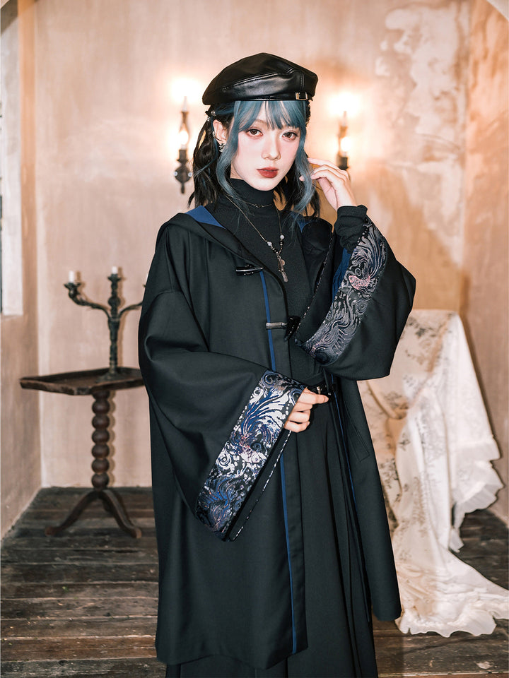Betta Fish Embroidered Hooded Cape Jacket