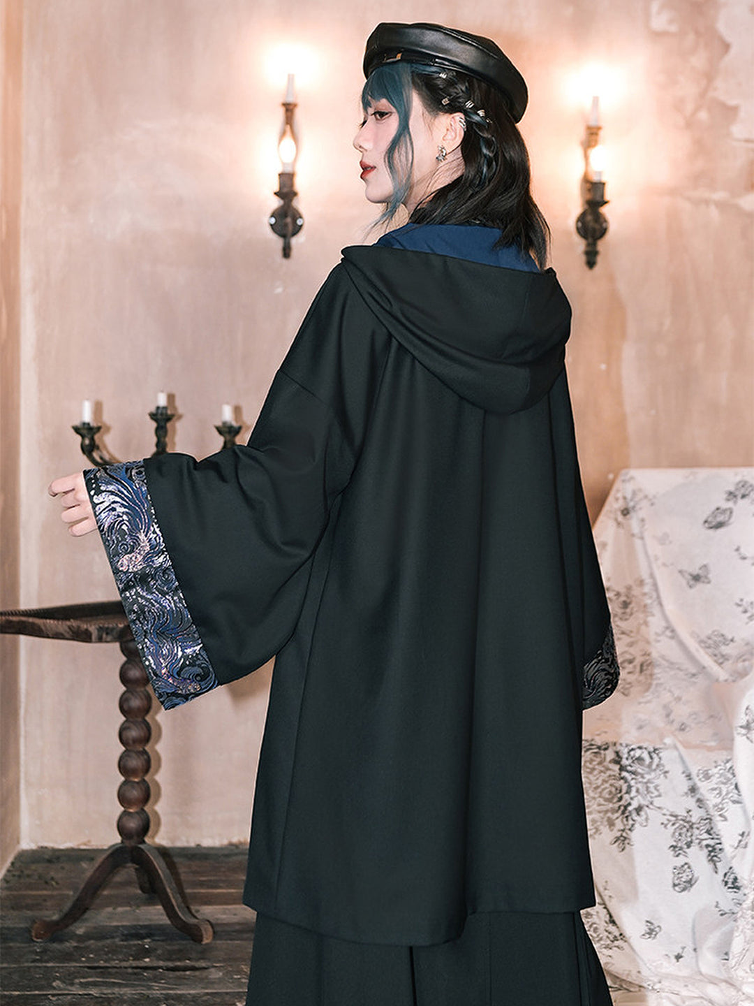 Betta Fish Embroidered Hooded Cape Jacket