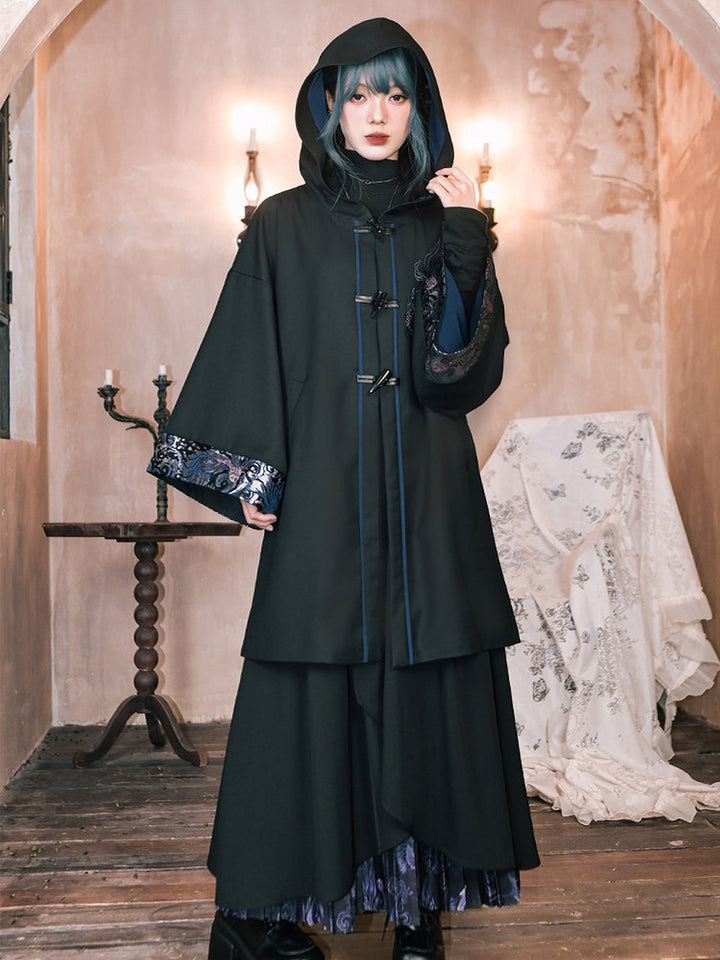 Betta Fish Embroidered Hooded Cape Jacket