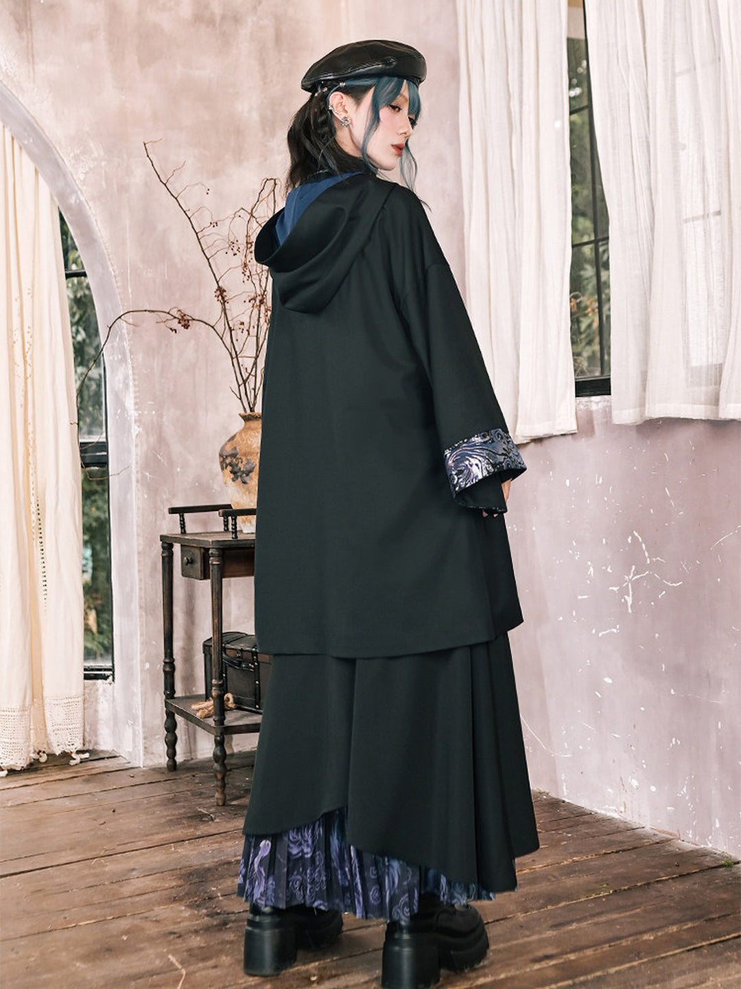 Betta Fish Embroidered Hooded Cape Jacket