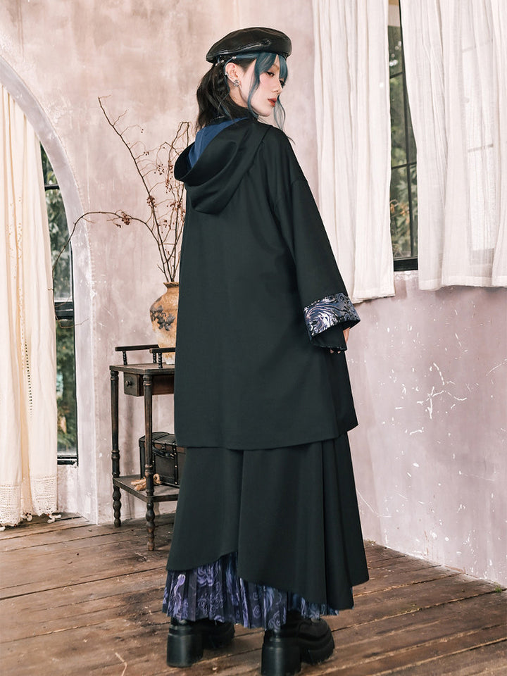Betta Fish Embroidered Hooded Cape Jacket