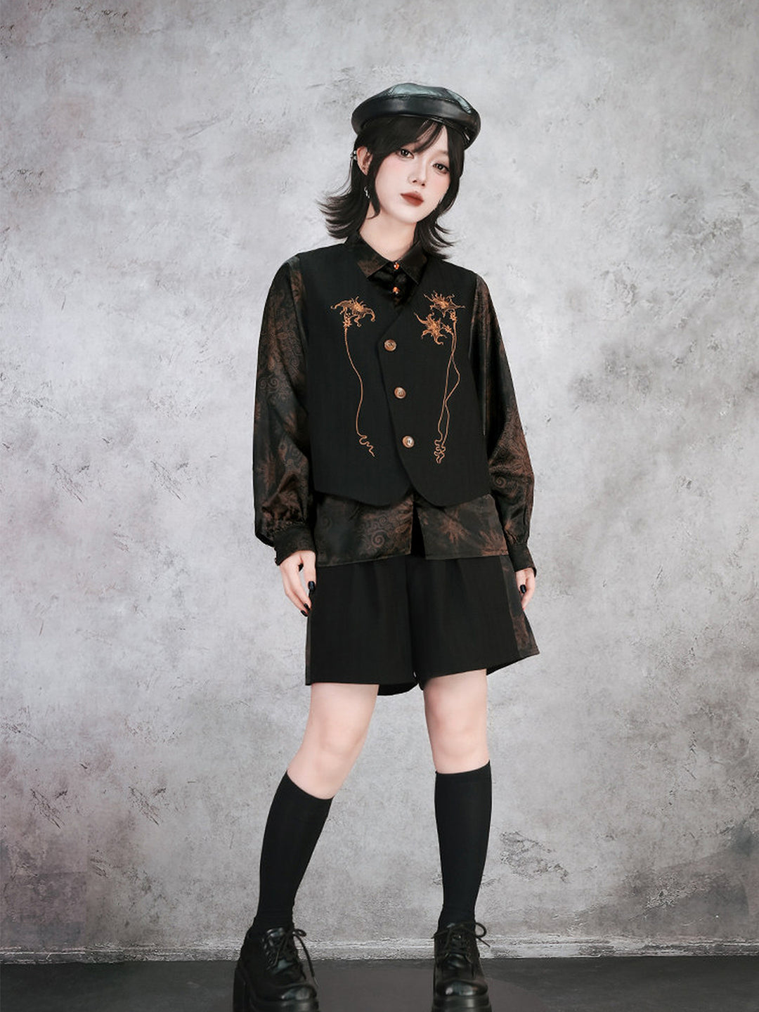 Chinese-Inspired Datura Embroidered Vest