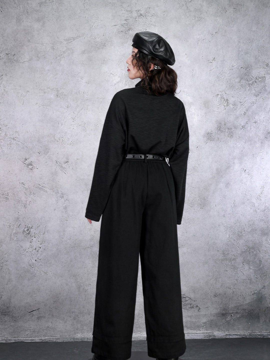 Black Patch Convertible-Collar Long-Sleeve Shirt