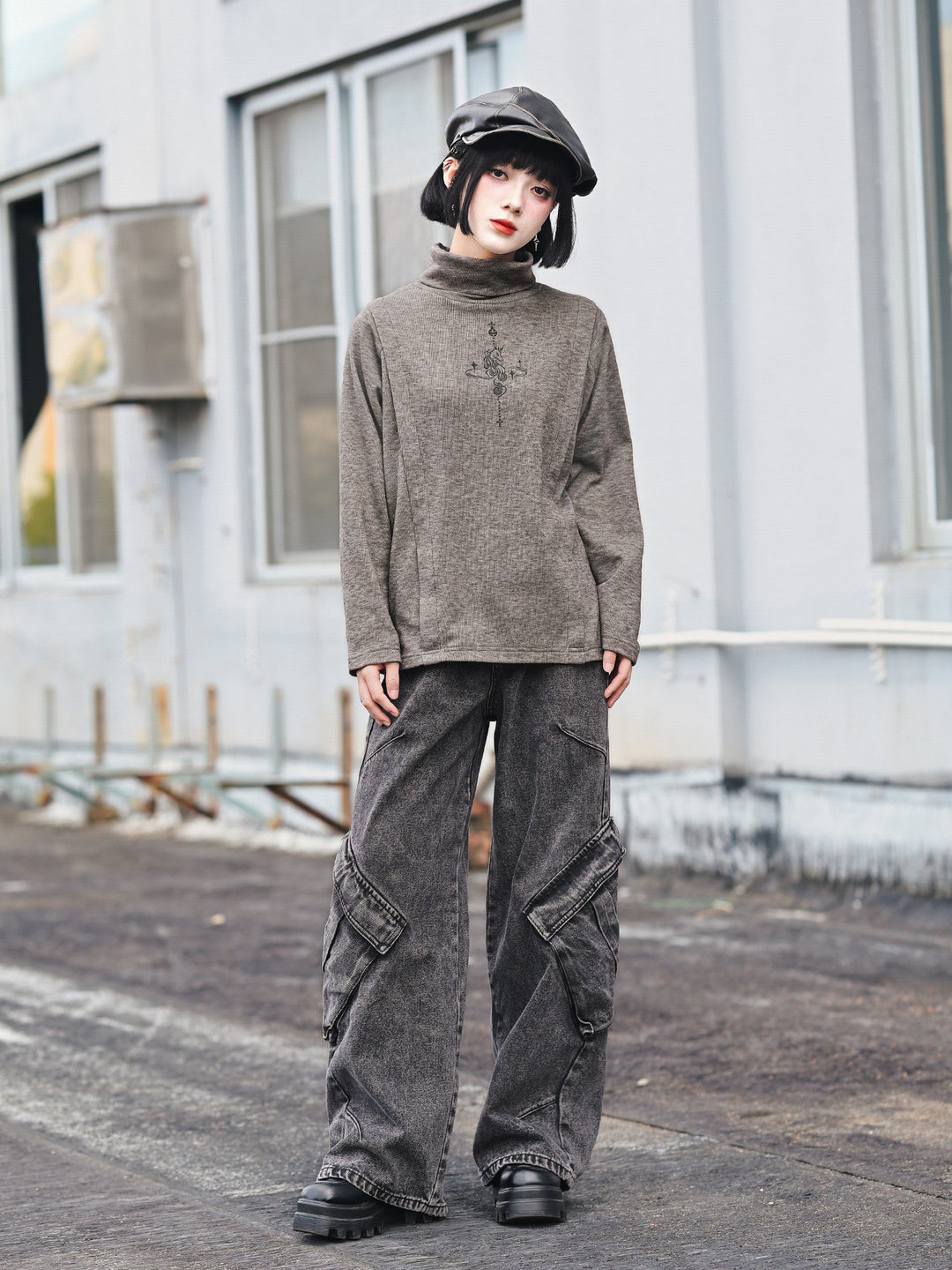 Horse Graphic Turtleneck Long-Sleeve Top
