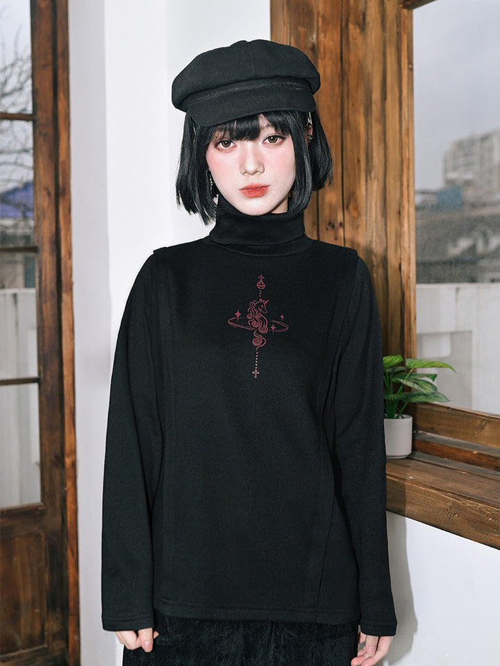 Horse Graphic Turtleneck Long-Sleeve Top