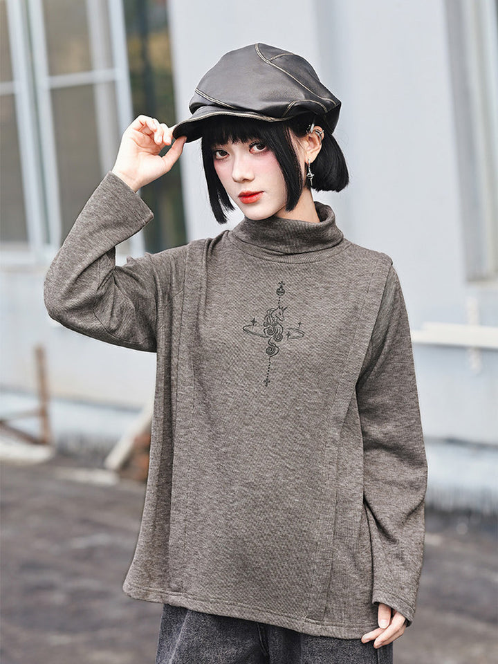 Horse Graphic Turtleneck Long-Sleeve Top