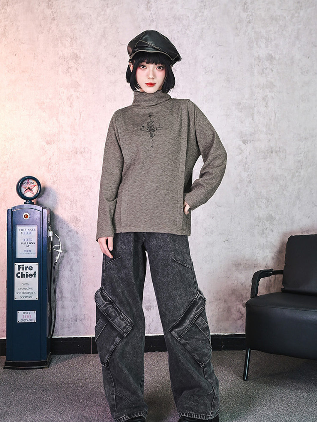 Horse Graphic Turtleneck Long-Sleeve Top