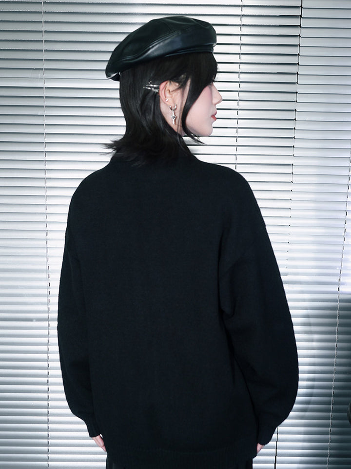 Black Iris and Fairy Double-Zip Knit Jacket