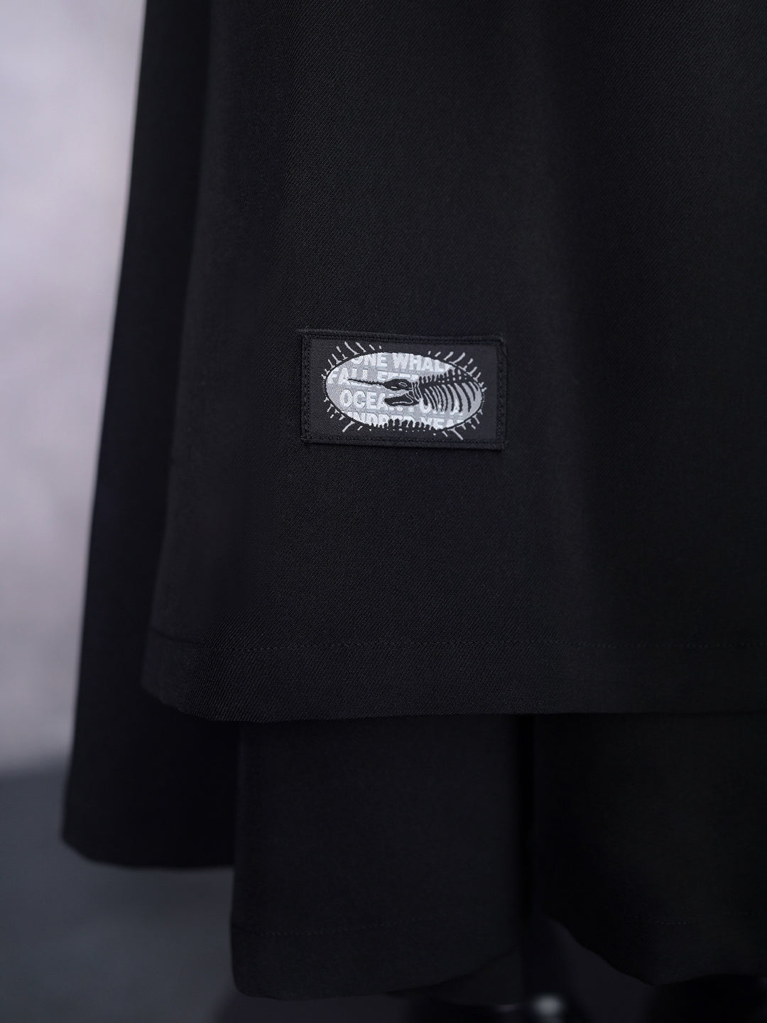 Black Whale Patch Layered Pleated Maxi Skirt