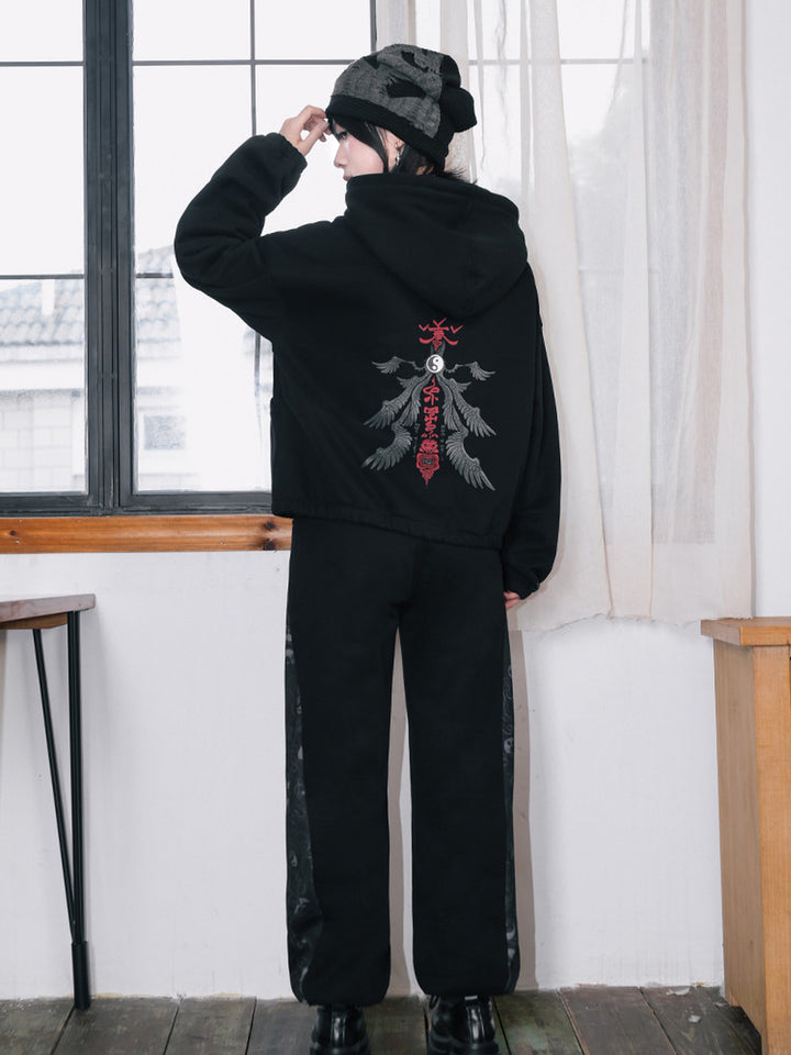 Black Raven Graphic Zip-Up Hoodie