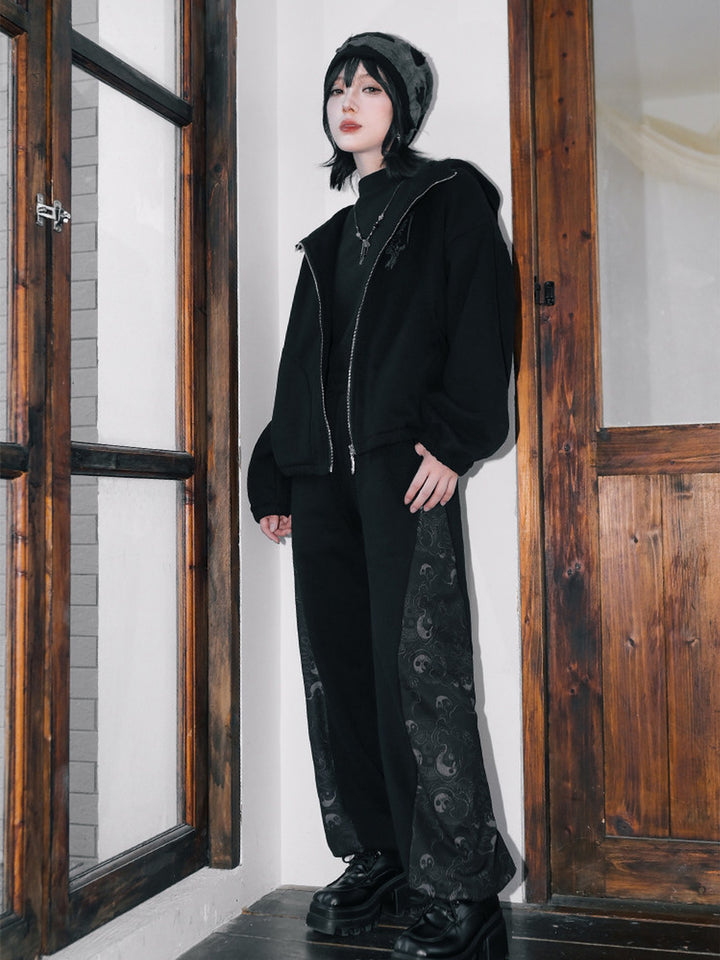 Black Raven Graphic Zip-Up Hoodie