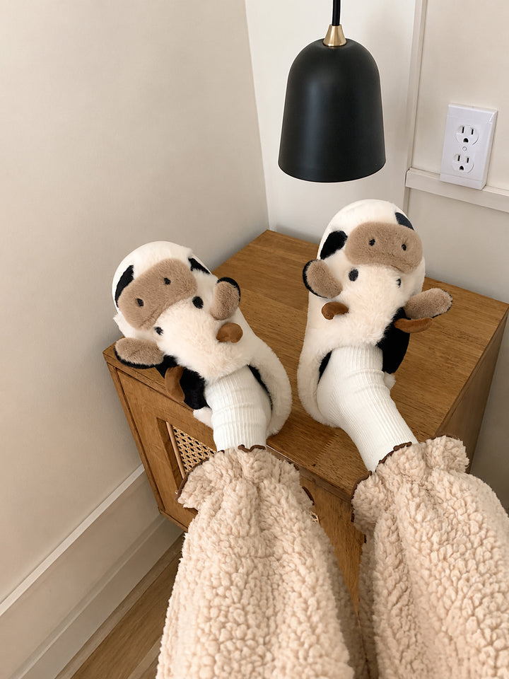 Cartoon Cow Cotton Slippers
