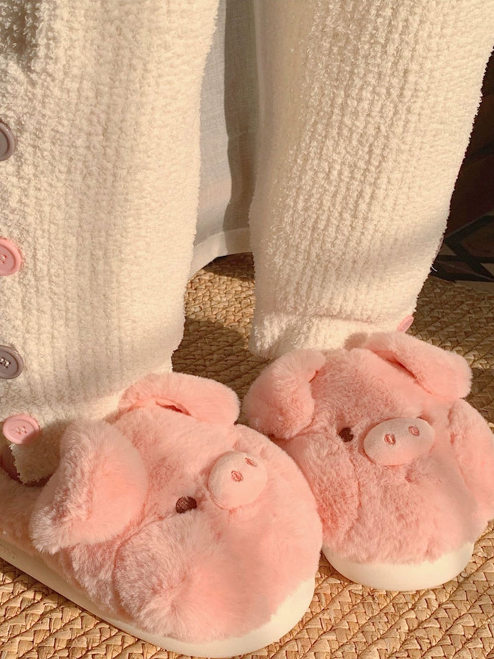 Cute Pink Pig Plush Slippers