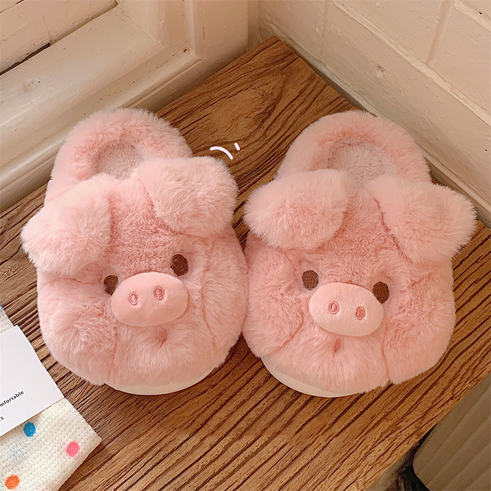Cute Pink Pig Plush Slippers