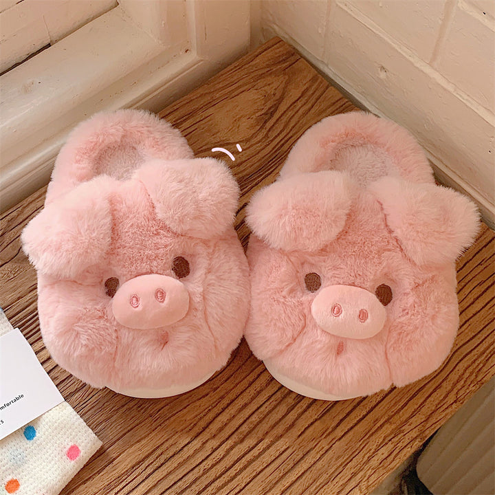 Cute Pink Pig Plush Slippers