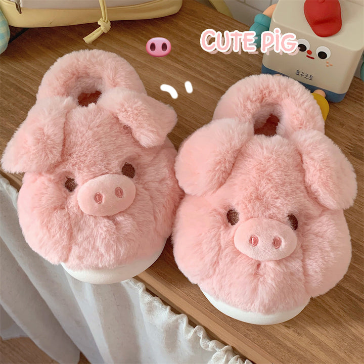 Cute Pink Pig Plush Slippers