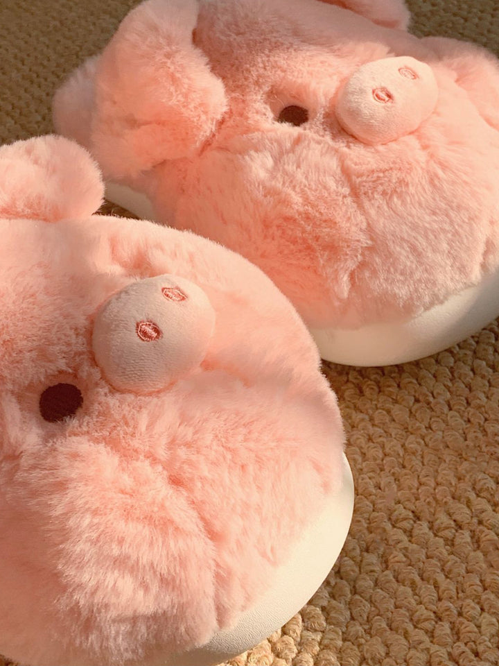 Cute Pink Pig Plush Slippers