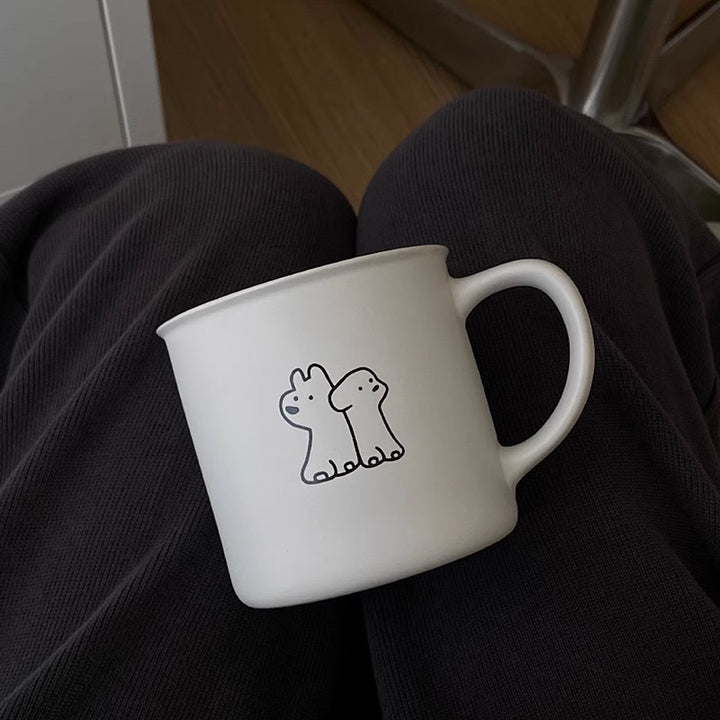 Korean Style Puppy Black White Mug