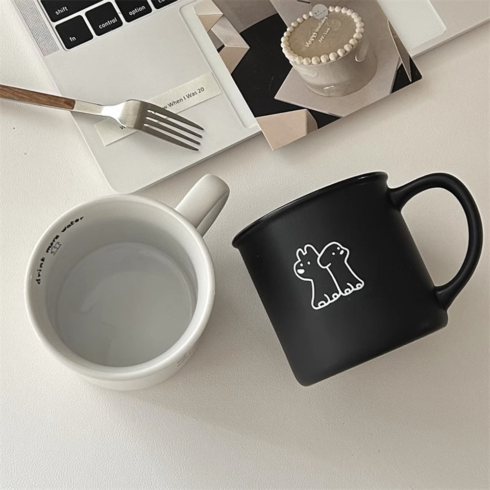 Korean Style Puppy Black White Mug