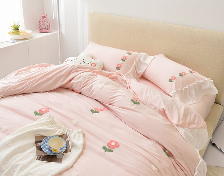 Floral Embroidered Cotton Bedding Set