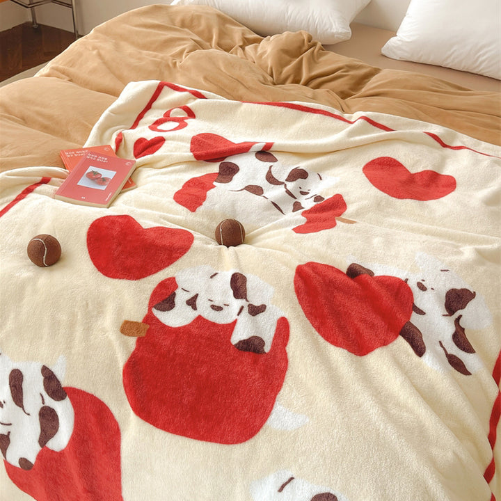 Lucky Cat Printed Plush Blanket