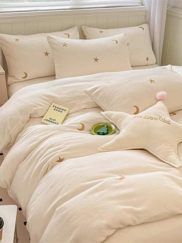 Moon Stars Embroidered Bedding Set