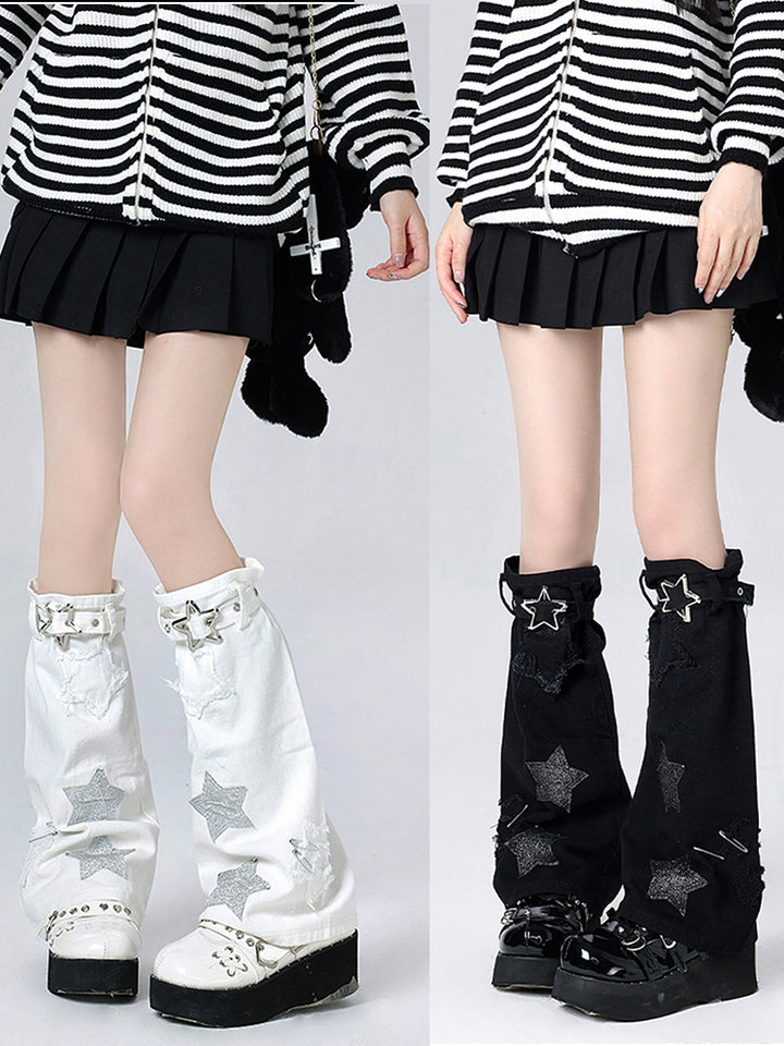 Y2K Star Leg Warmers with Buckle Strap