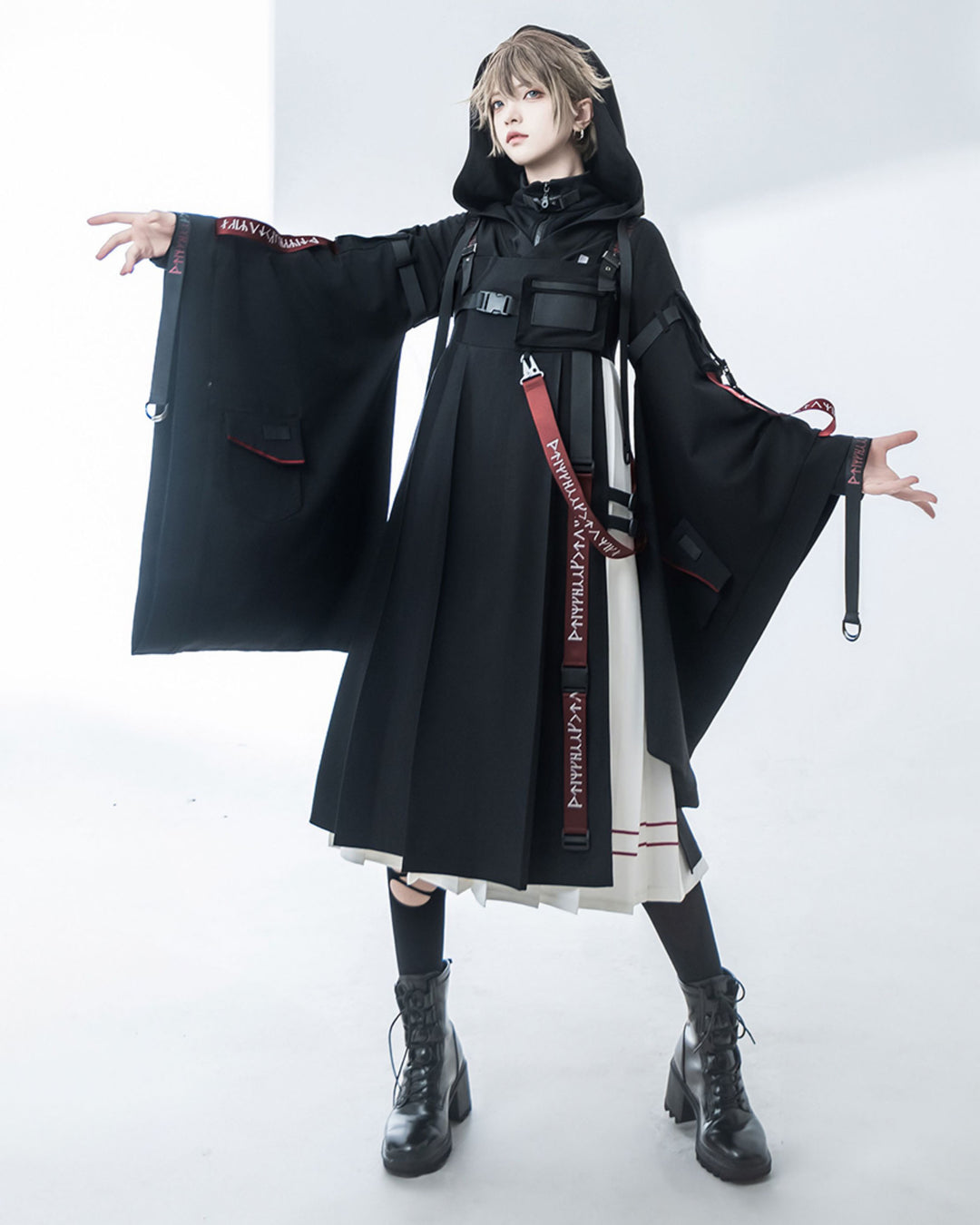 Techwear Post-Apocalyptic Black Cardigan