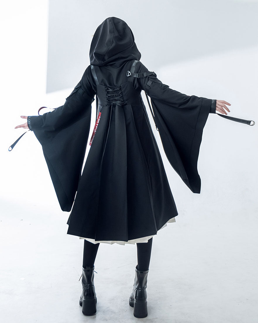 Techwear Post-Apocalyptic Black Cardigan