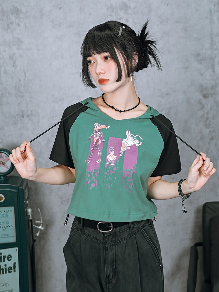 Colorblock Printed Short Sleeve T-Shirt