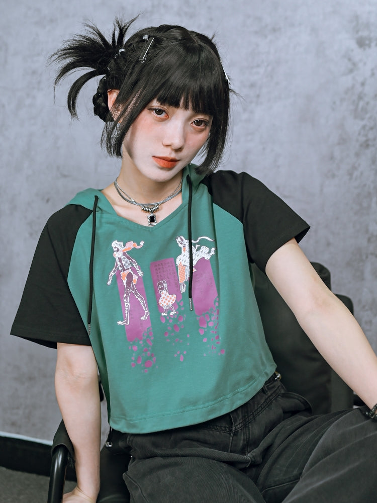 Colorblock Printed Short Sleeve T-Shirt