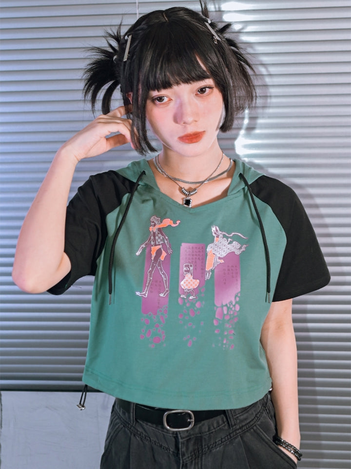 Colorblock Printed Short Sleeve T-Shirt