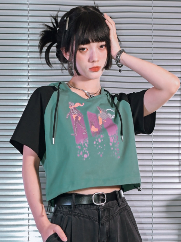 Colorblock Printed Short Sleeve T-Shirt